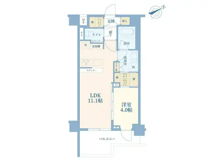 シティインデックス大井町(1LDK/4階)の間取り写真