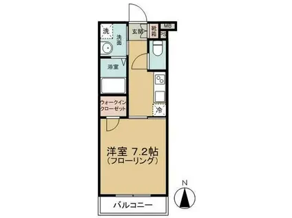カーサ風(1K/1階)の間取り写真