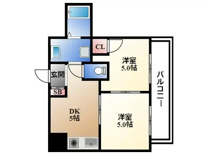 フジアーバンハイツ(2DK/8階)の間取り写真