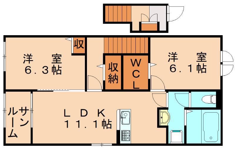 パークサイド(2LDK/2階)の間取り写真