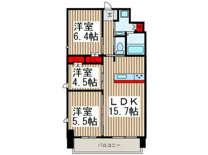 エフガーデン(3LDK/6階)の間取り写真