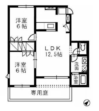 児島テラスA棟(2LDK/1階)の間取り写真