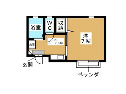 グレースF(1K/2階)の間取り写真