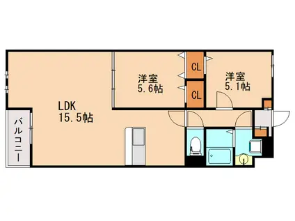 イルピーノ(2LDK/2階)の間取り写真