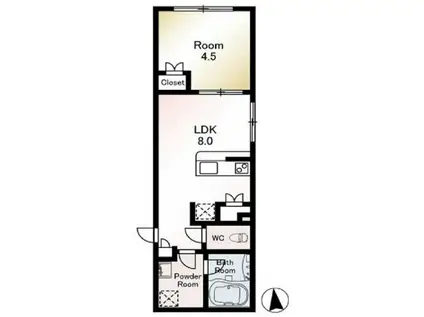 エムズレーベル西日暮里(1LDK/1階)の間取り写真