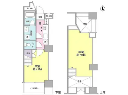 ラ・トルチュ武蔵野(2K/5階)の間取り写真