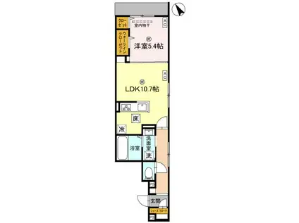 ル トレフル(1LDK/1階)の間取り写真