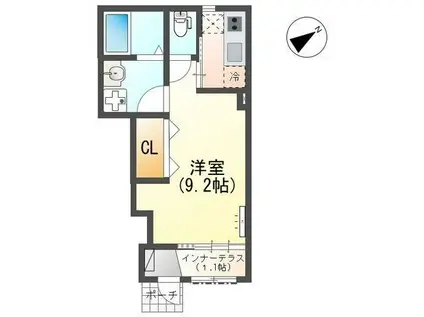 BON LYON (1K/1階)の間取り写真