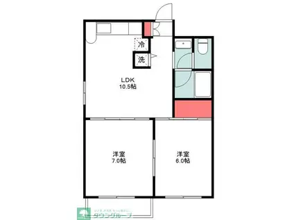 セゾン尾瀬(2LDK/5階)の間取り写真