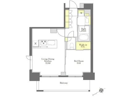 プライムメゾン浅草橋(1LDK/12階)の間取り写真