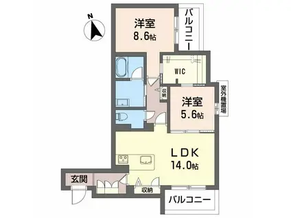 NGE金山プルミエ(2LDK/1階)の間取り写真
