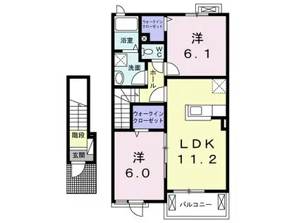 メゾン ド ソレイユ I(2LDK/2階)の間取り写真
