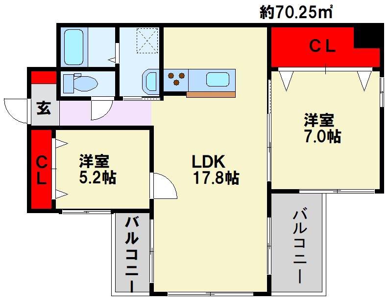 KSK中須コアプレイス(2LDK/5階)の間取り写真