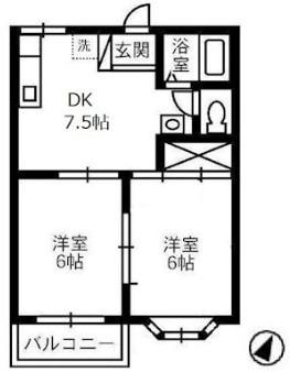 ハッピー早島(2DK/2階)の間取り写真