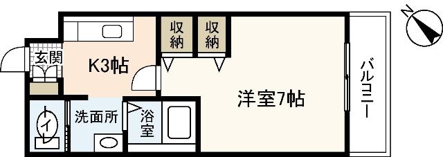 カーサ大塚2ND(1K/2階)の間取り写真
