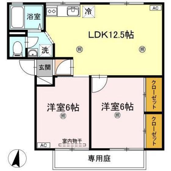 セシル豊浜(2LDK/1階)の間取り写真
