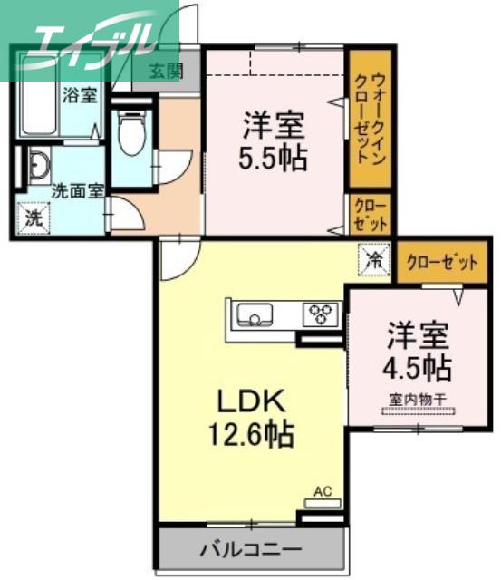 カトーナヴィラ(2LDK/2階)の間取り写真