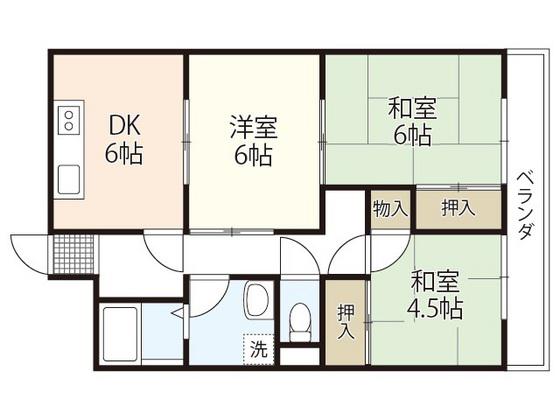 COLORS五日市(3DK/2階)の間取り写真