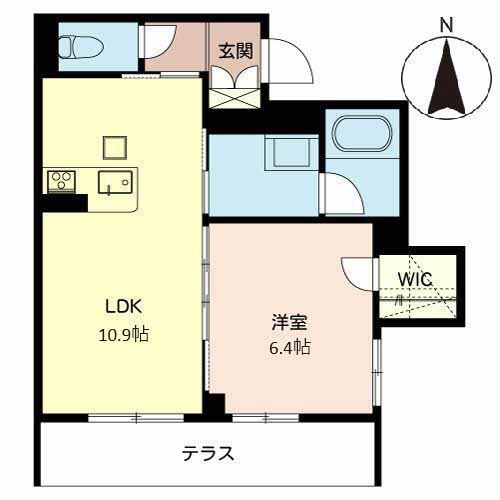 レフィシア西院(1LDK/1階)の間取り写真