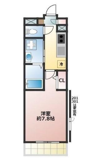 東武東上線 みずほ台駅 徒歩7分 3階建 築4年(1K/3階)の間取り写真