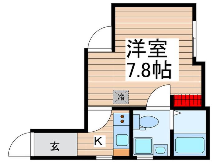 INTEGRAL イースト 四ツ木(1K/2階)の間取り写真