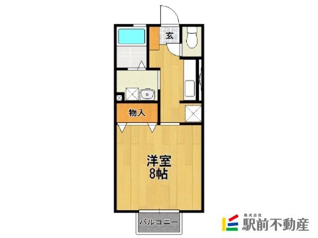 ロイヤルパーク蔵上(1K/2階)の間取り写真