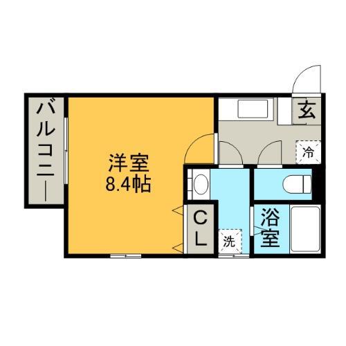 リブレア津福本町A棟(1K/1階)の間取り写真