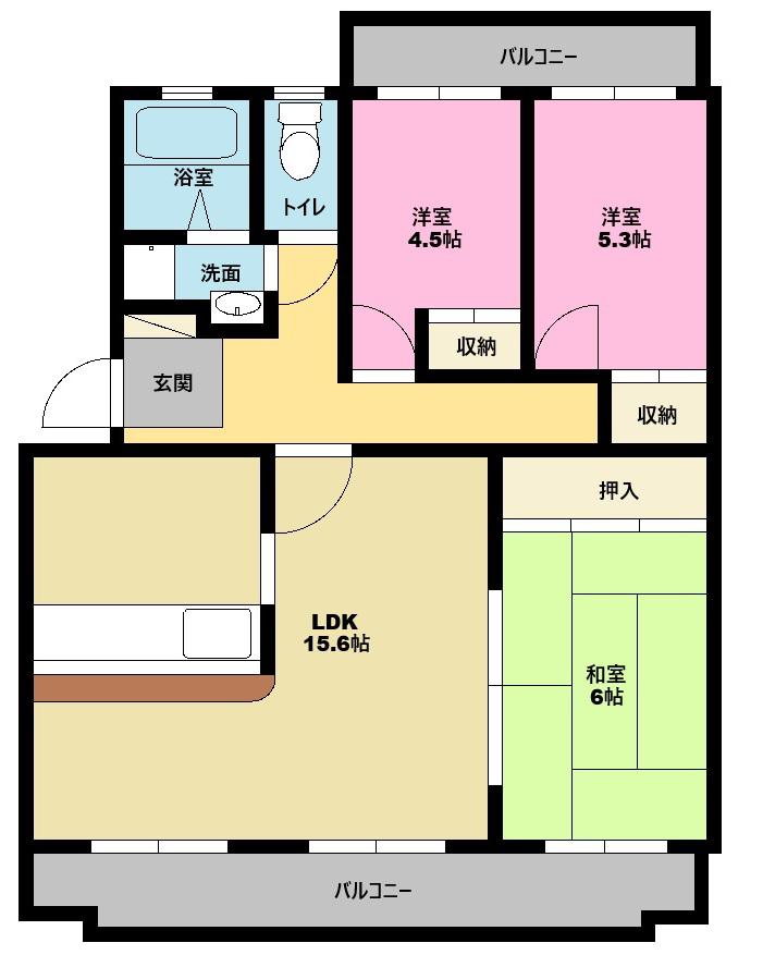 クルトン(3LDK/2階)の間取り写真