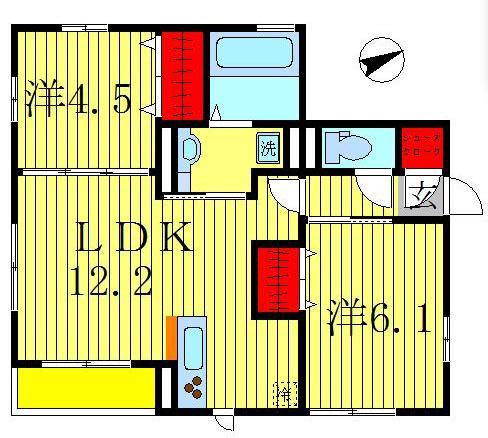 ブリアールIII(2LDK/1階)の間取り写真