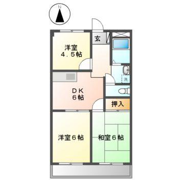 ピアパープル(3DK/2階)の間取り写真