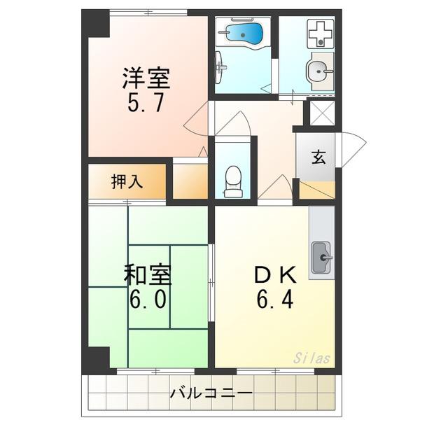 ANESIS OCTO(2DK/2階)の間取り写真