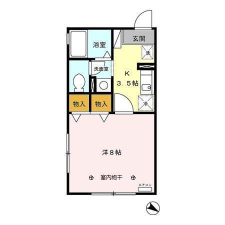 コスミオンII(1K/1階)の間取り写真