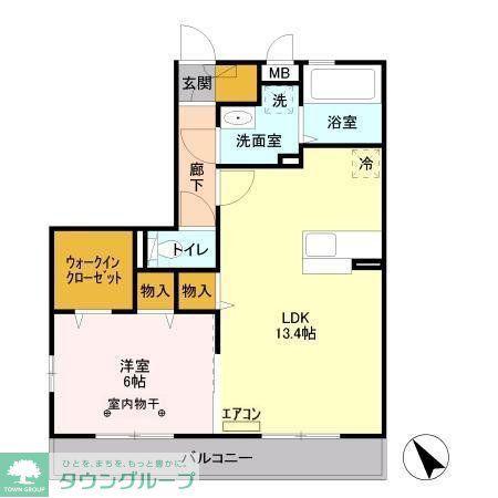 ピエトラ ポンテII(1LDK/2階)の間取り写真