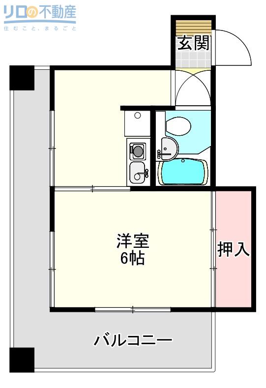ウインドフォー南本町(1DK/6階)の間取り写真