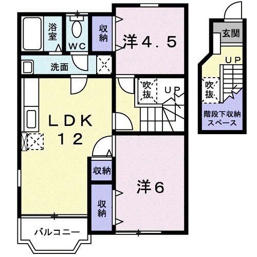グランドゥールクール(2LDK/2階)の間取り写真