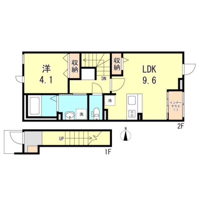 ジェンティーレ(1LDK/2階)の間取り写真