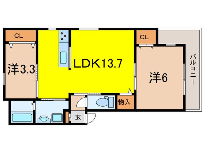 リブレメゾン住吉I(2LDK/2階)の間取り写真