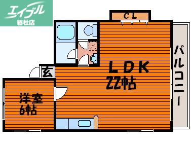 ファーレンハイトI(1LDK/1階)の間取り写真