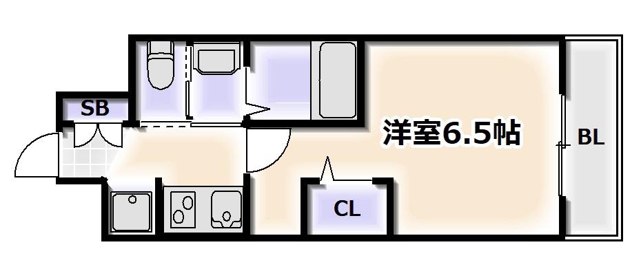 エステムコート難波Vブロード(1K/11階)の間取り写真