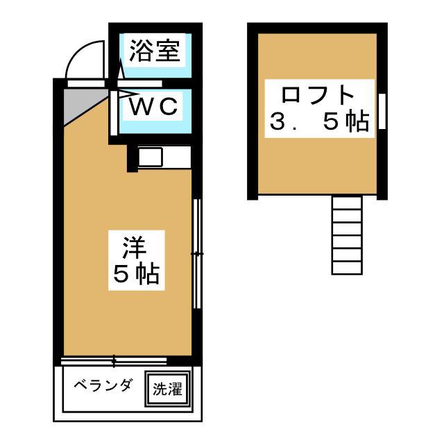 プチハイムK(ワンルーム/2階)の間取り写真