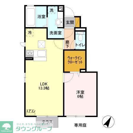 ジャルダンベールB(1LDK/1階)の間取り写真