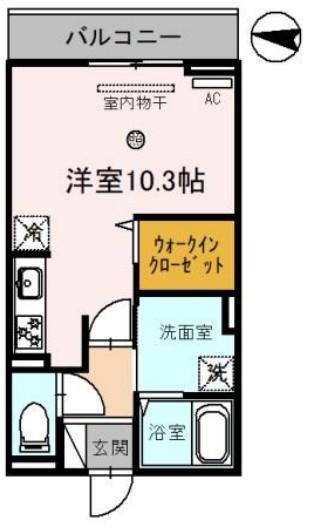 ドマーニ巽(ワンルーム/2階)の間取り写真