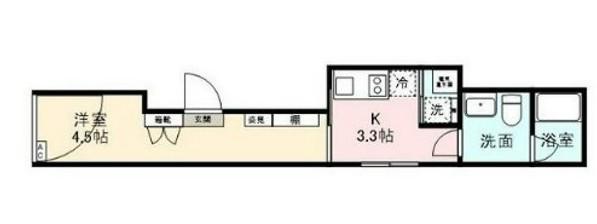 ザ カハラ武蔵小山(1K/B1階)の間取り写真