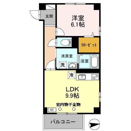 グリーンアベニュー(1LDK/2階)の間取り写真
