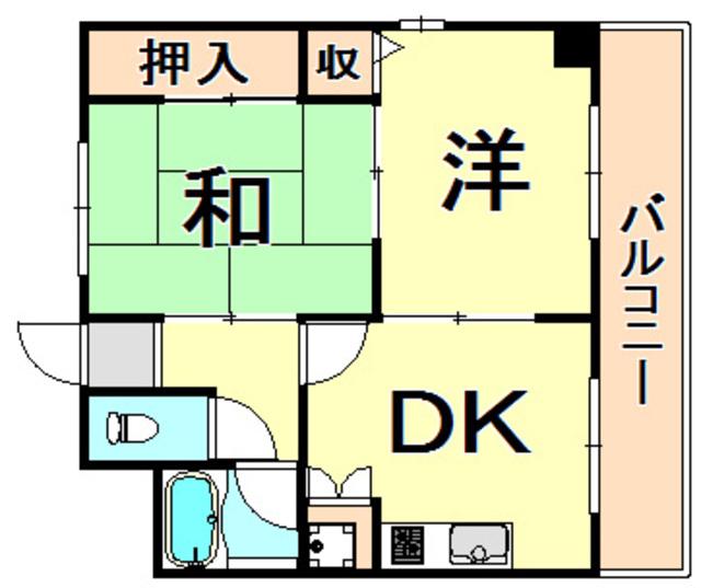 マンションヒラコウパートI(2DK/2階)の間取り写真