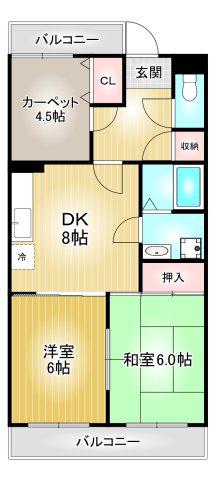 八事第一ビル(3DK/2階)の間取り写真