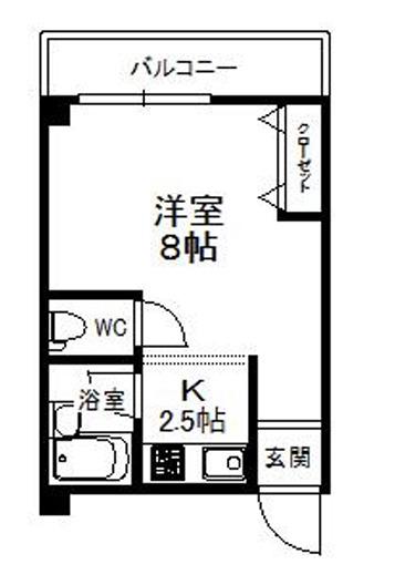 タイホウハイツ敷津2番館(ワンルーム/6階)の間取り写真
