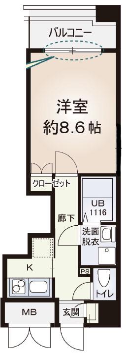 エアリーアベニュー(1K/6階)の間取り写真