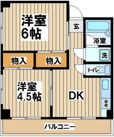 京西マンションビル 当社管理物件(2DK/3階)の間取り写真