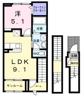 ヴィラフォーレ(1LDK/3階)の間取り写真